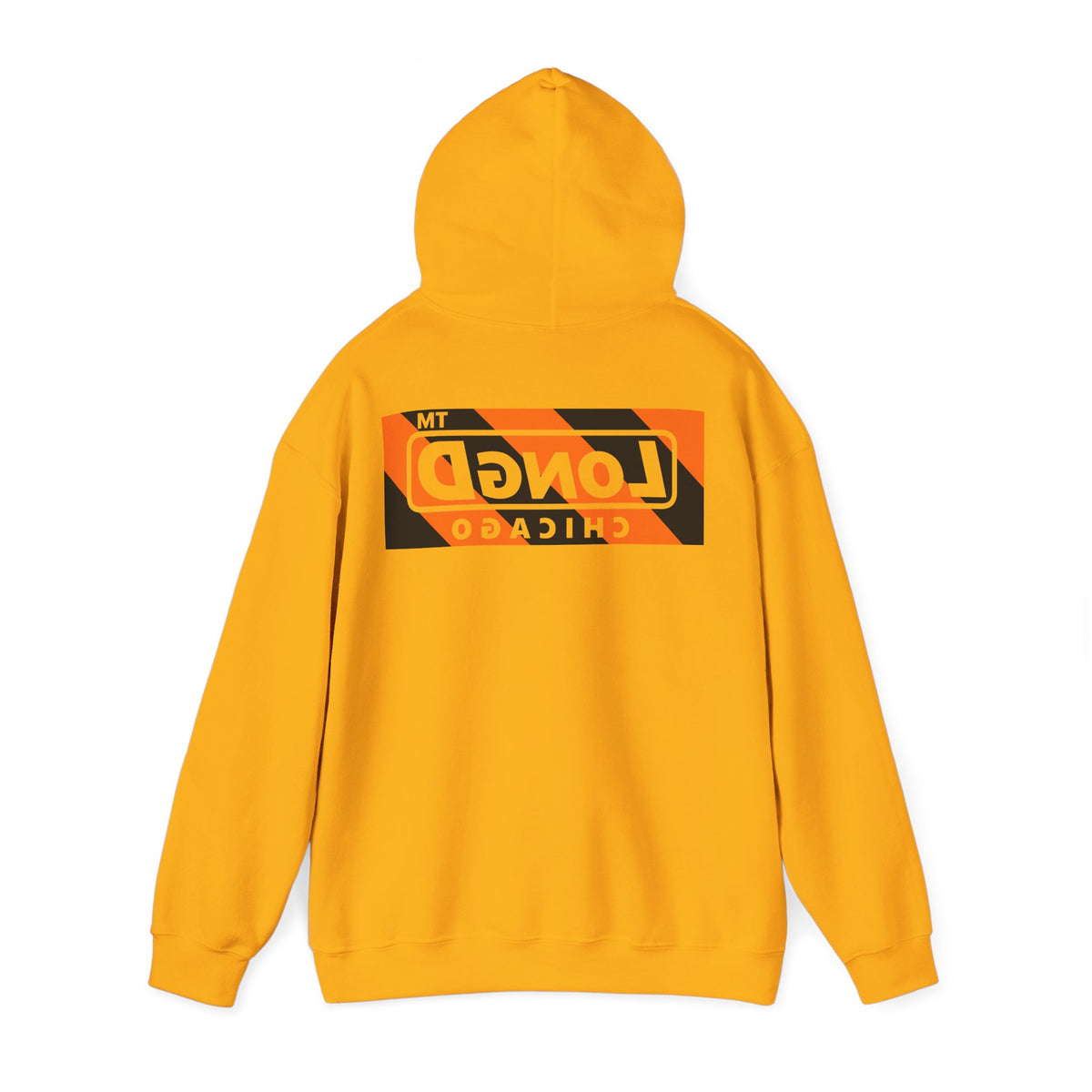 LongD Chicago negative diagonal 6-striped front-back logo (Halloween colors) hoodie