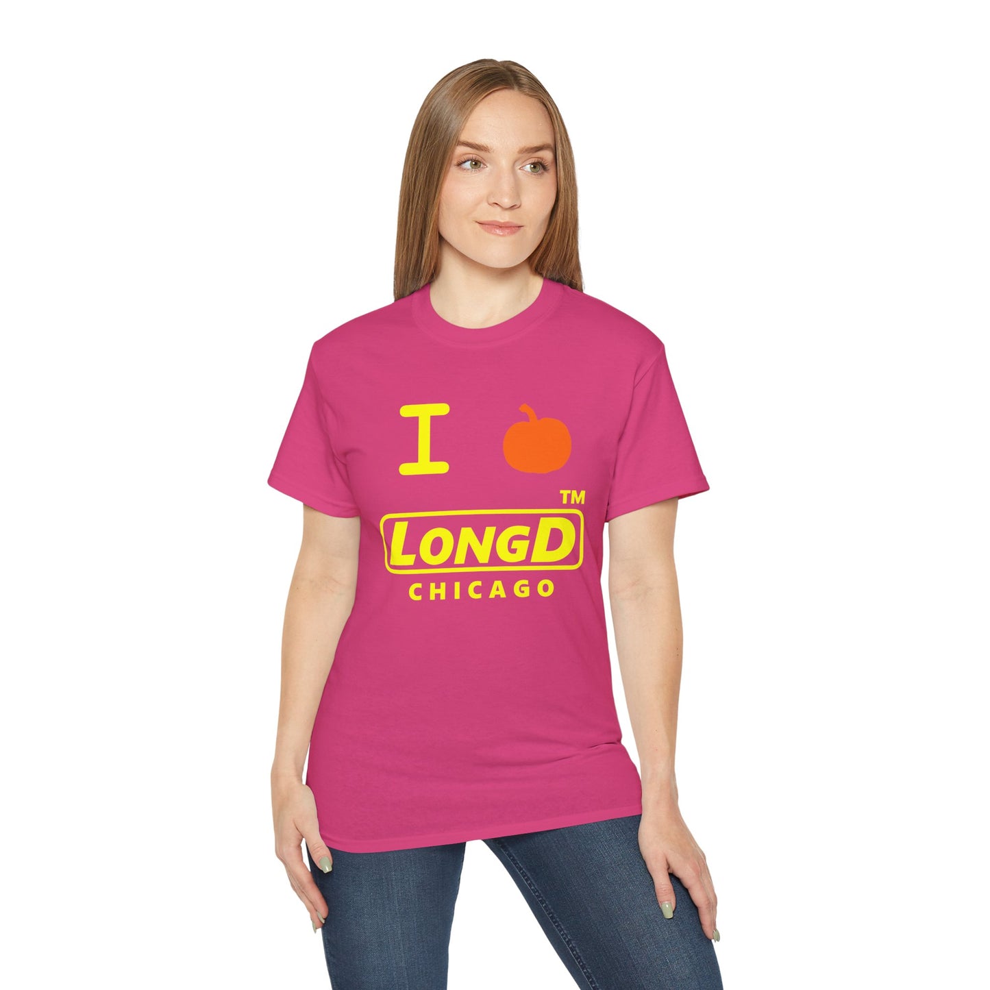 I Pumpkin LongD® Logo Cotton Tee positive yellow basic Chicago logo