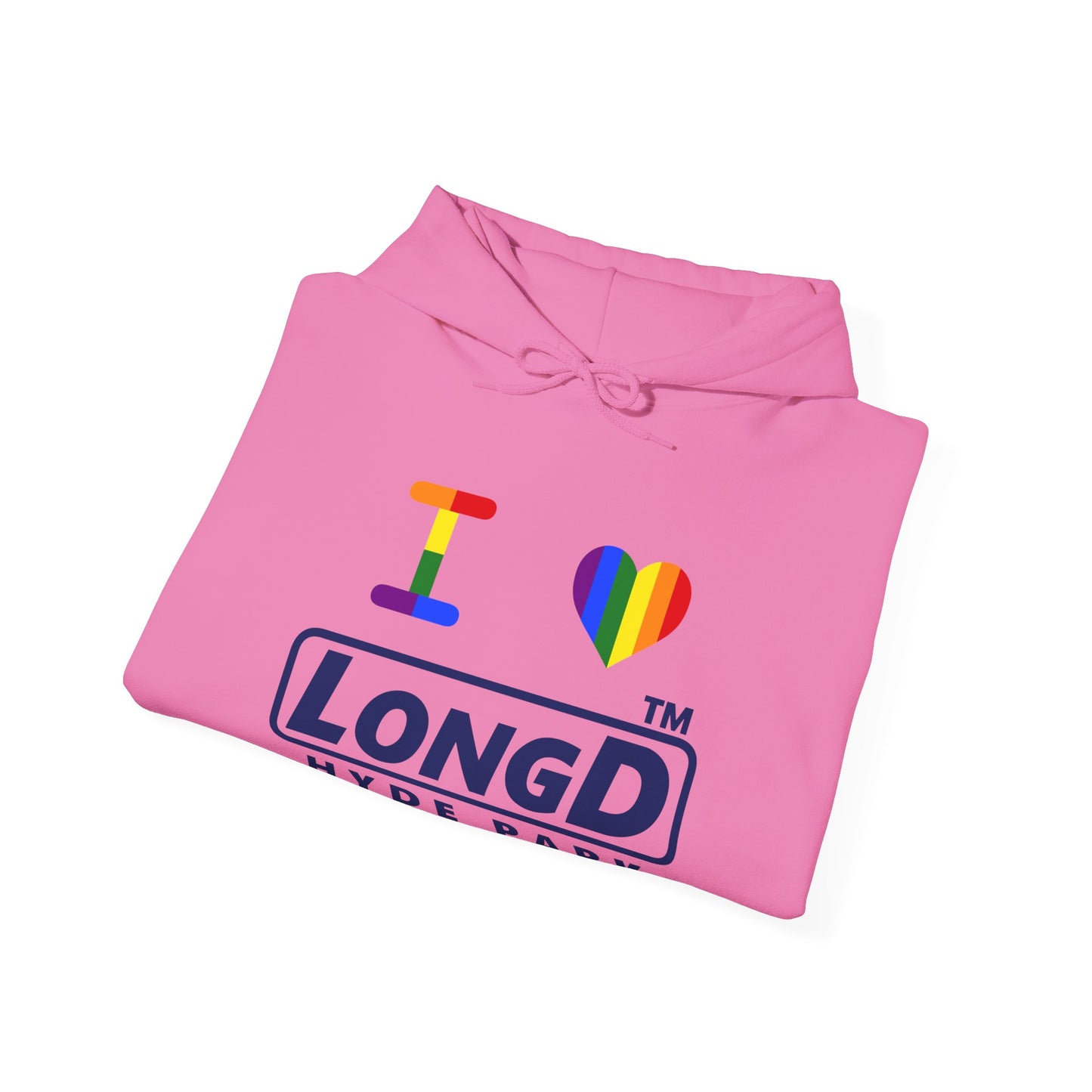 I Luv LongD® official basic Hyde Park logo hoodie (Pride colors)