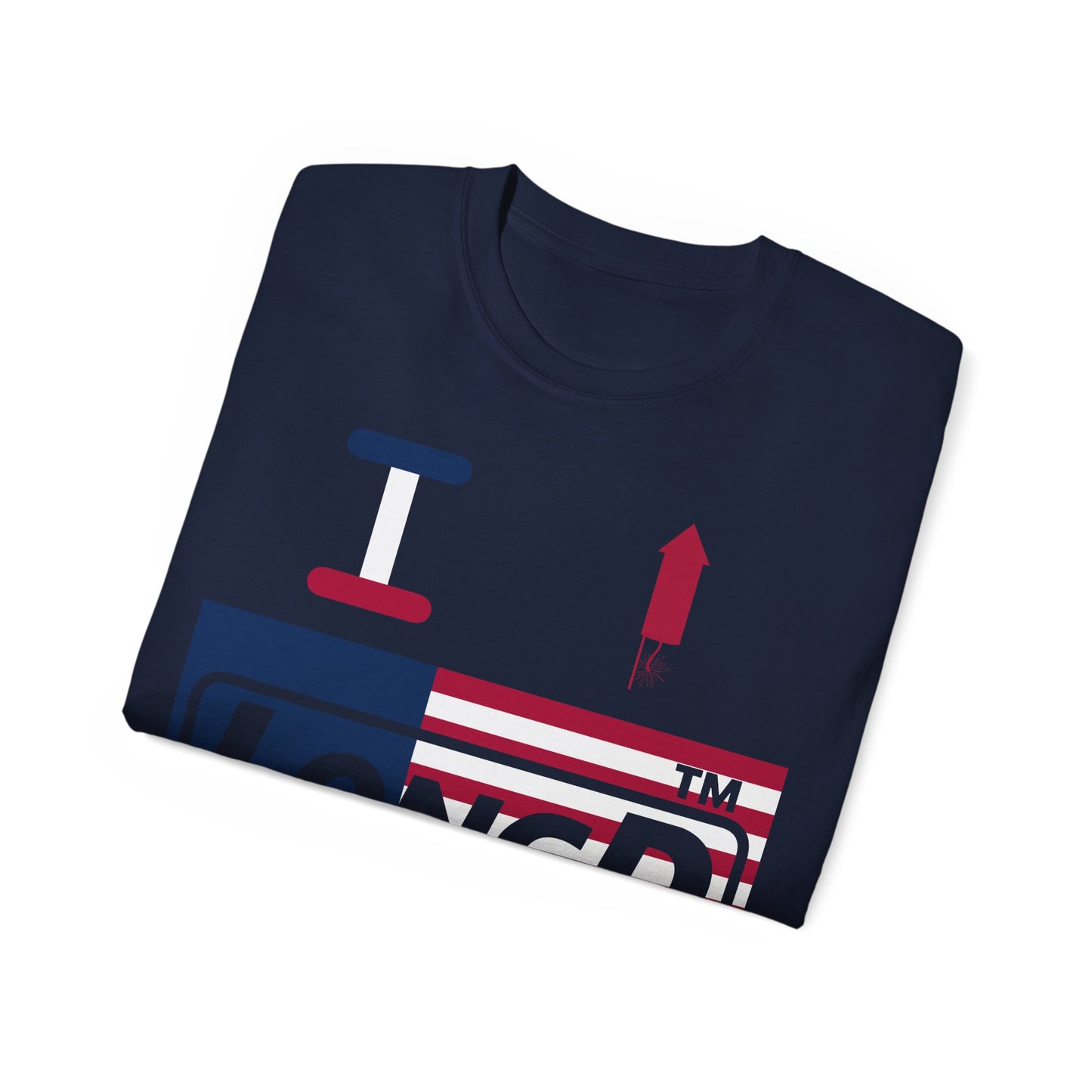 I firecracker LongD negative flag Chicago logo cotton tee