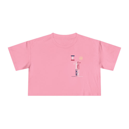 I burst LongD positive quarters upright single-breasted tag-domain logo crop tee
