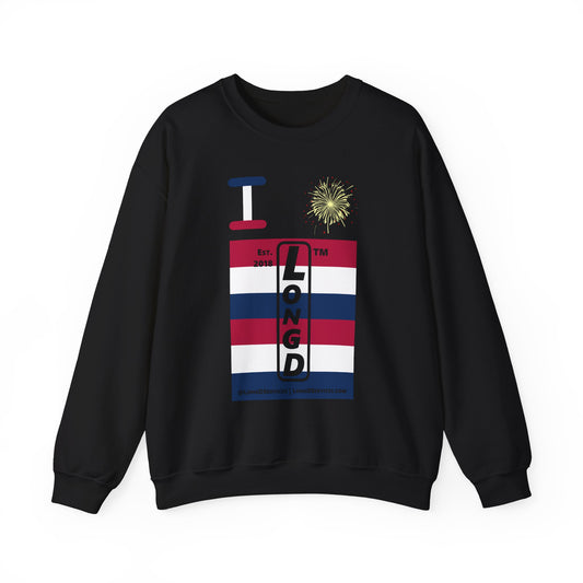 I Burst LongD negative horizontal 6-striped tag-domain upright logo crewneck sweatshirt