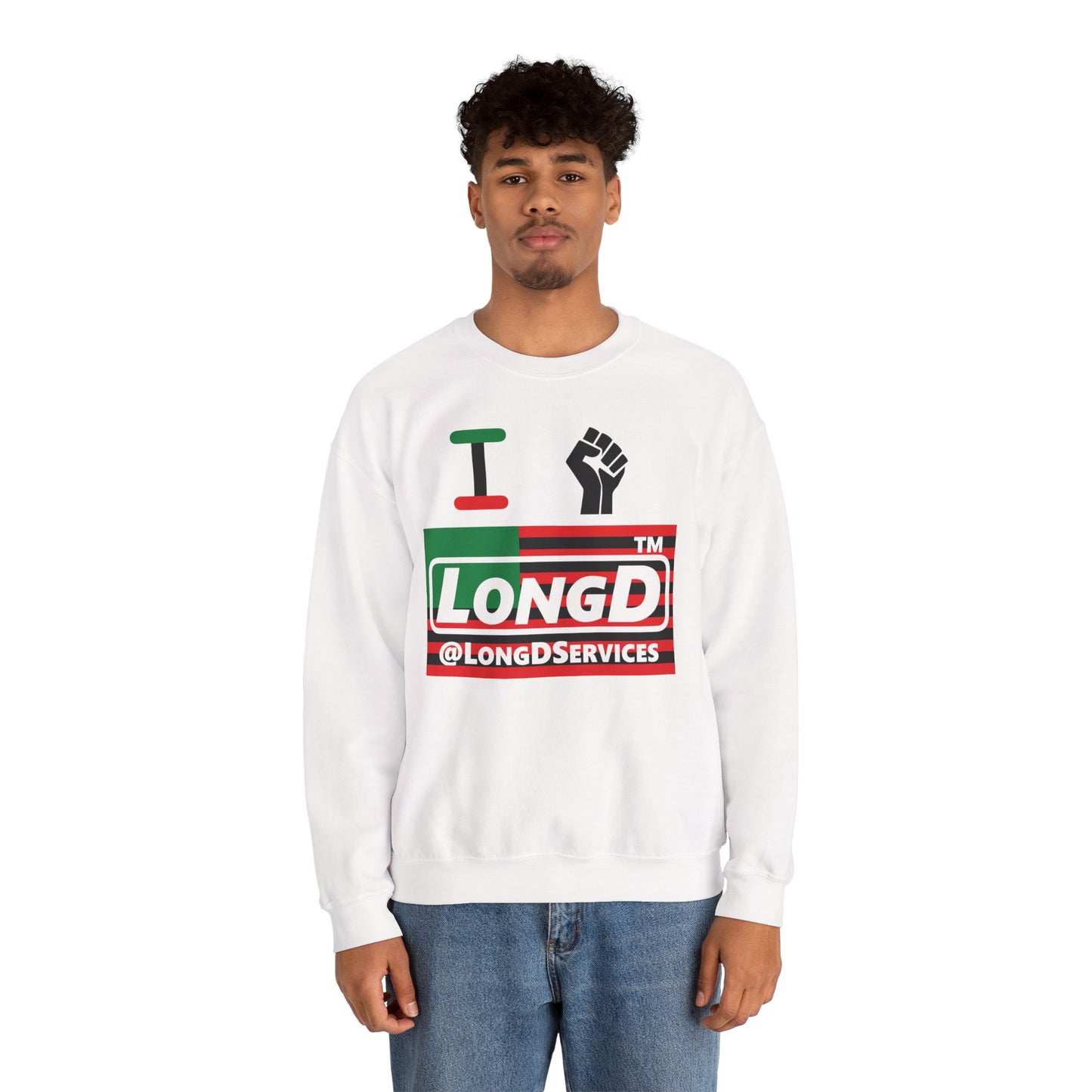 I fist LongD negative flag front-back tag logo crewneck sweatshirt