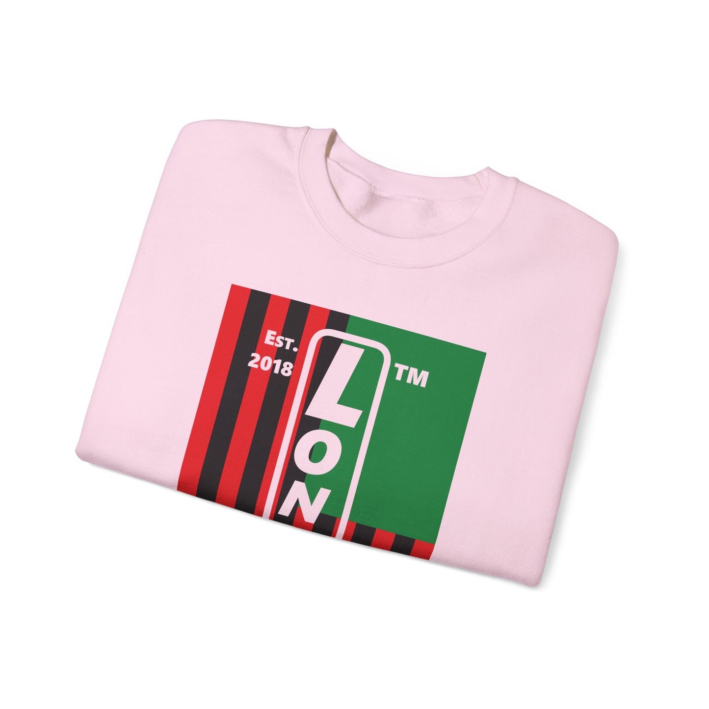 LongD negative cropped flag Chicago upright logo crewneck sweatshirt (Juneteenth colors)