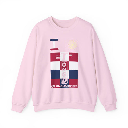 I Burst LongD negative 4x3 tag upright logo crewneck sweatshirt