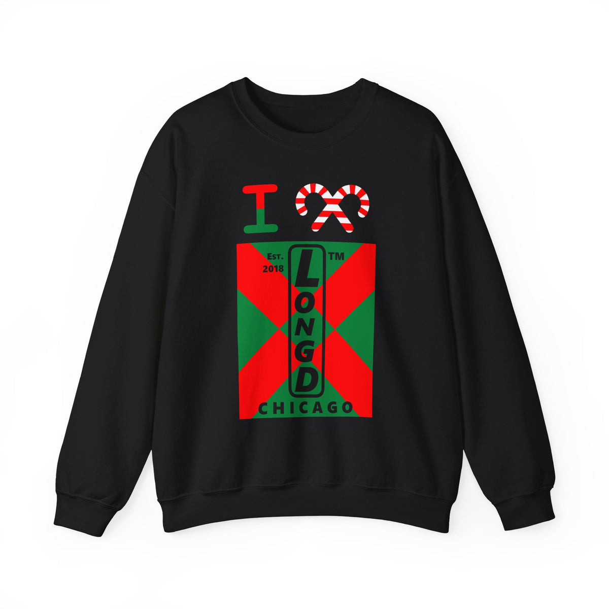 I candy cane LongD Chicago negative upright argyle x logo crewneck sweatshirt