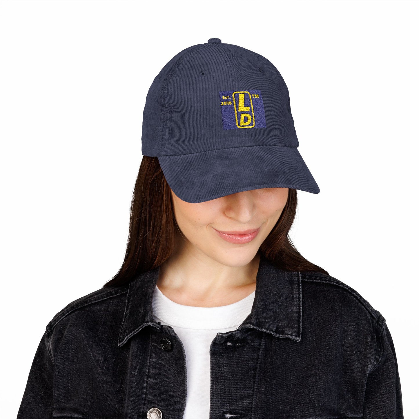 Embroidered Corduroy Cap reverse logo upright initials