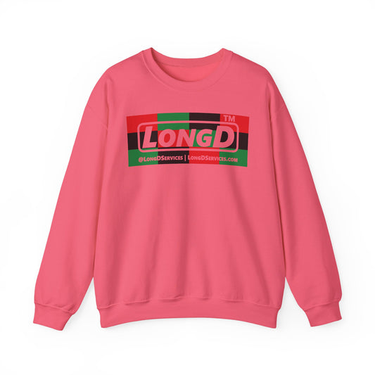 LongD negative 3x4 tag-domain logo crewneck sweatshirt (Juneteenth colors)