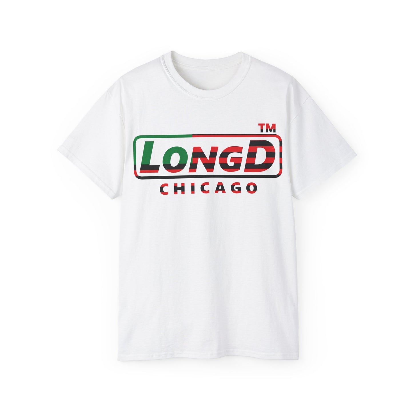 LongD positive flag Chicago logo cotton tee (Juneteenth colors)