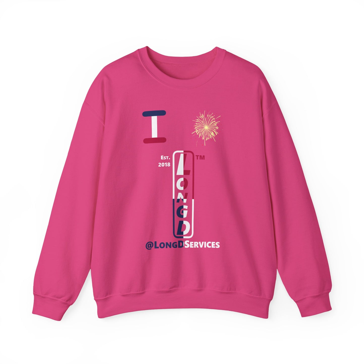I Burst LongD positive quarters tag upright logo crewneck sweatshirt