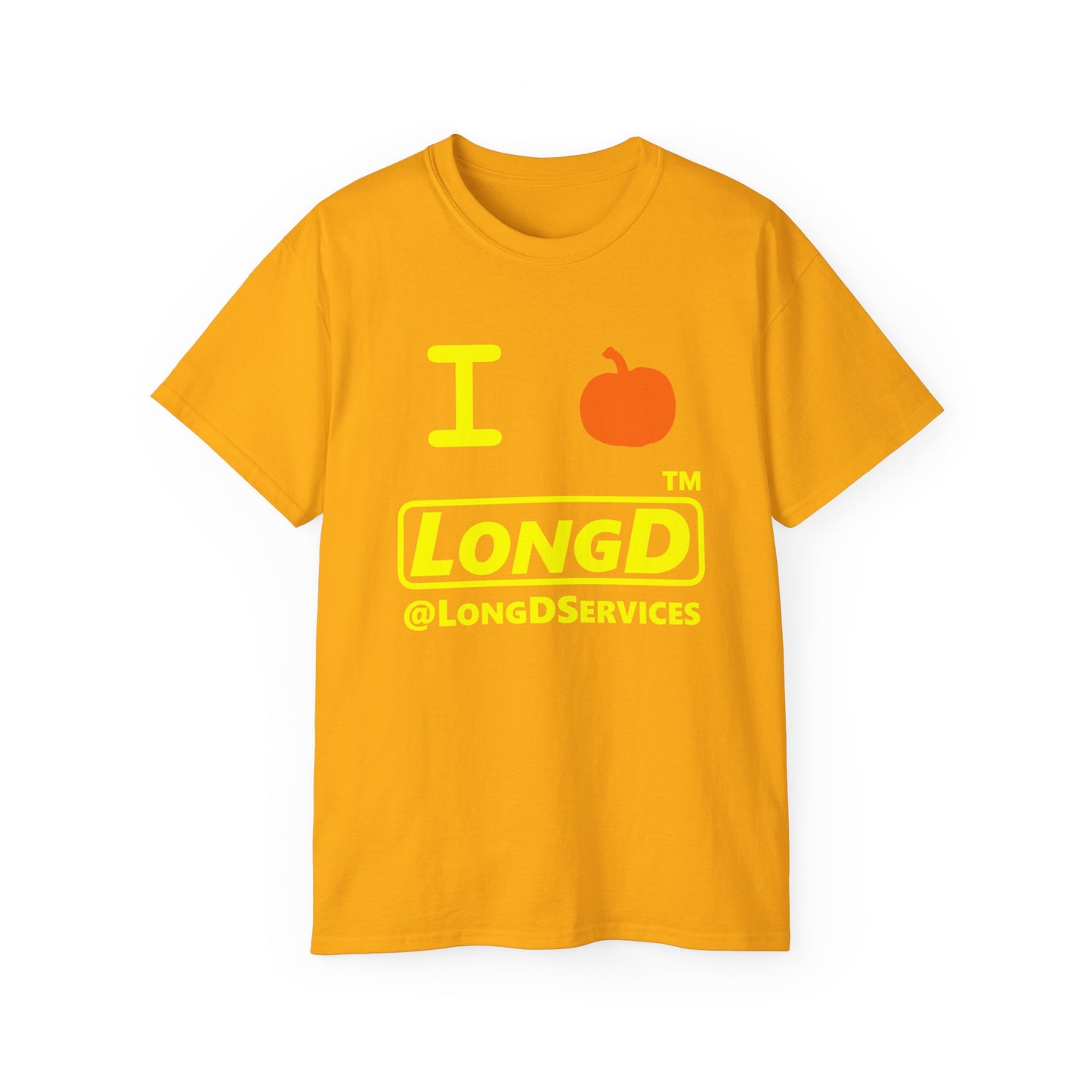 I Pumpkin LongD® Logo Cotton Tee positive yellow basic tag logo