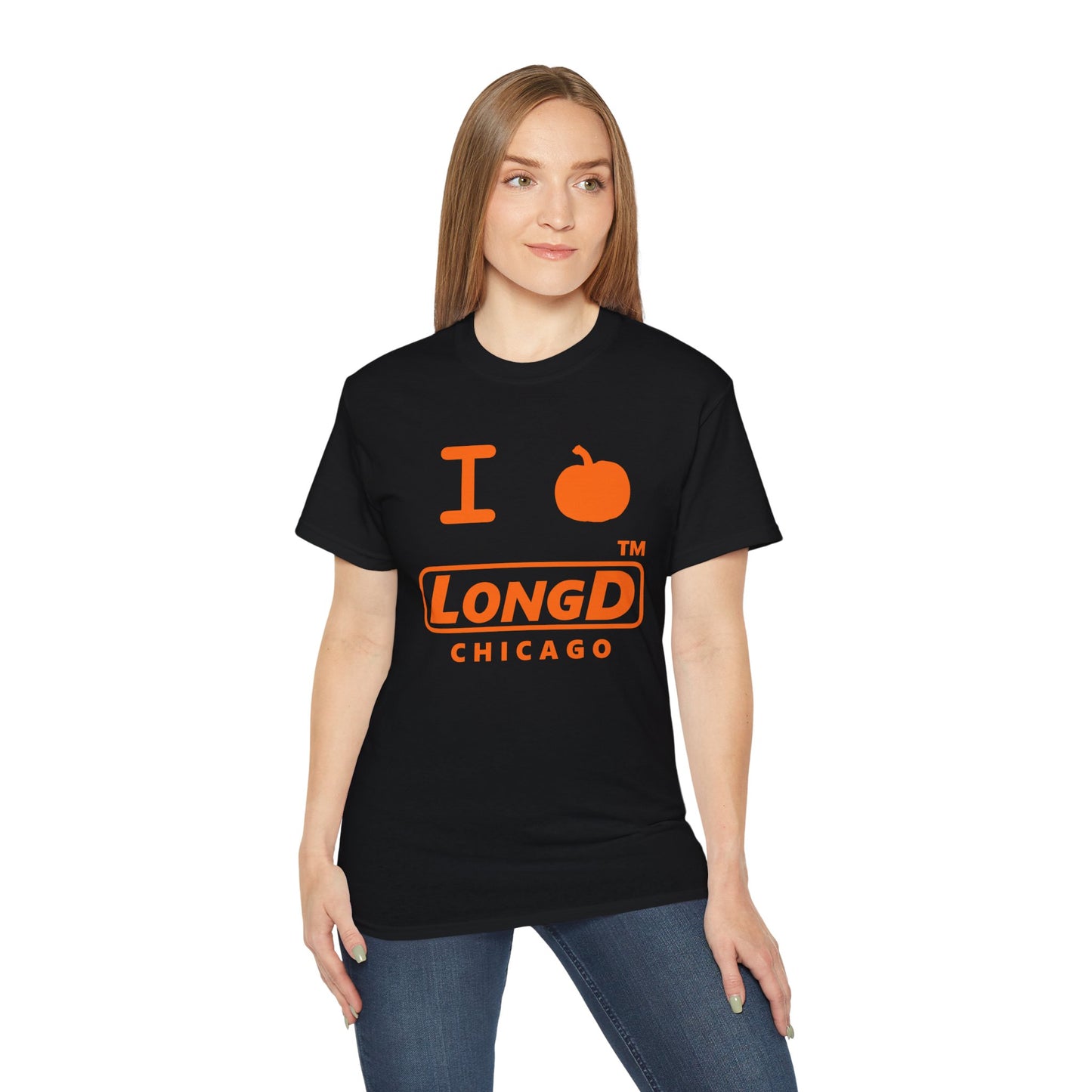 I Pumpkin LongD® Logo Cotton Tee positive orange basic Chicago logo