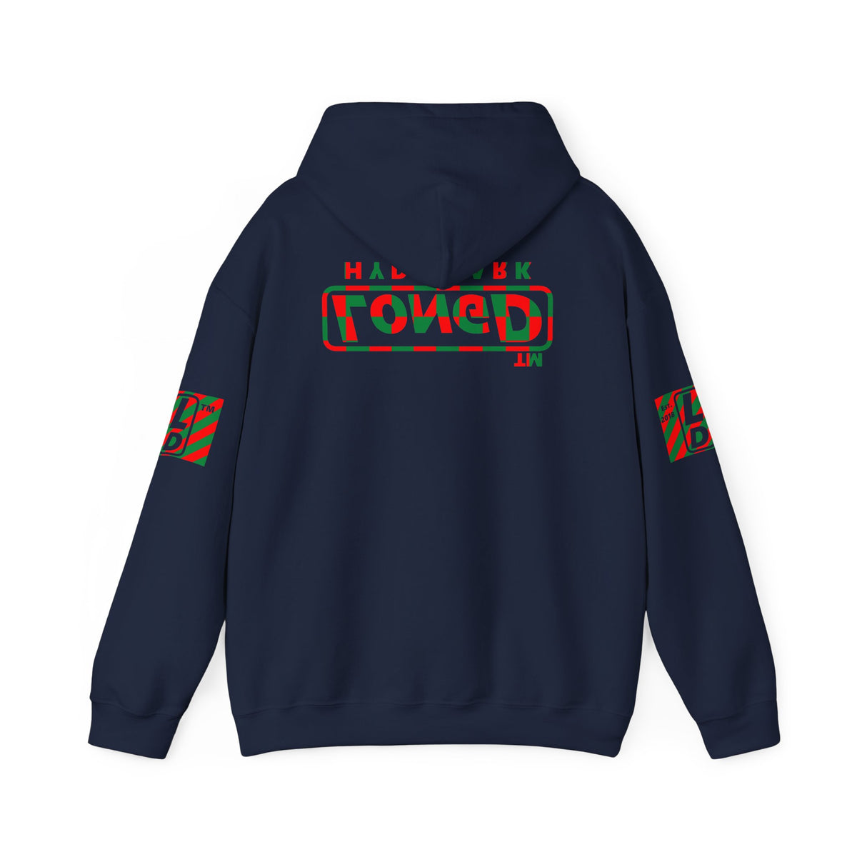 LongD Hyde Park positive checkered 4-print logo (Xmas colors) hoodie