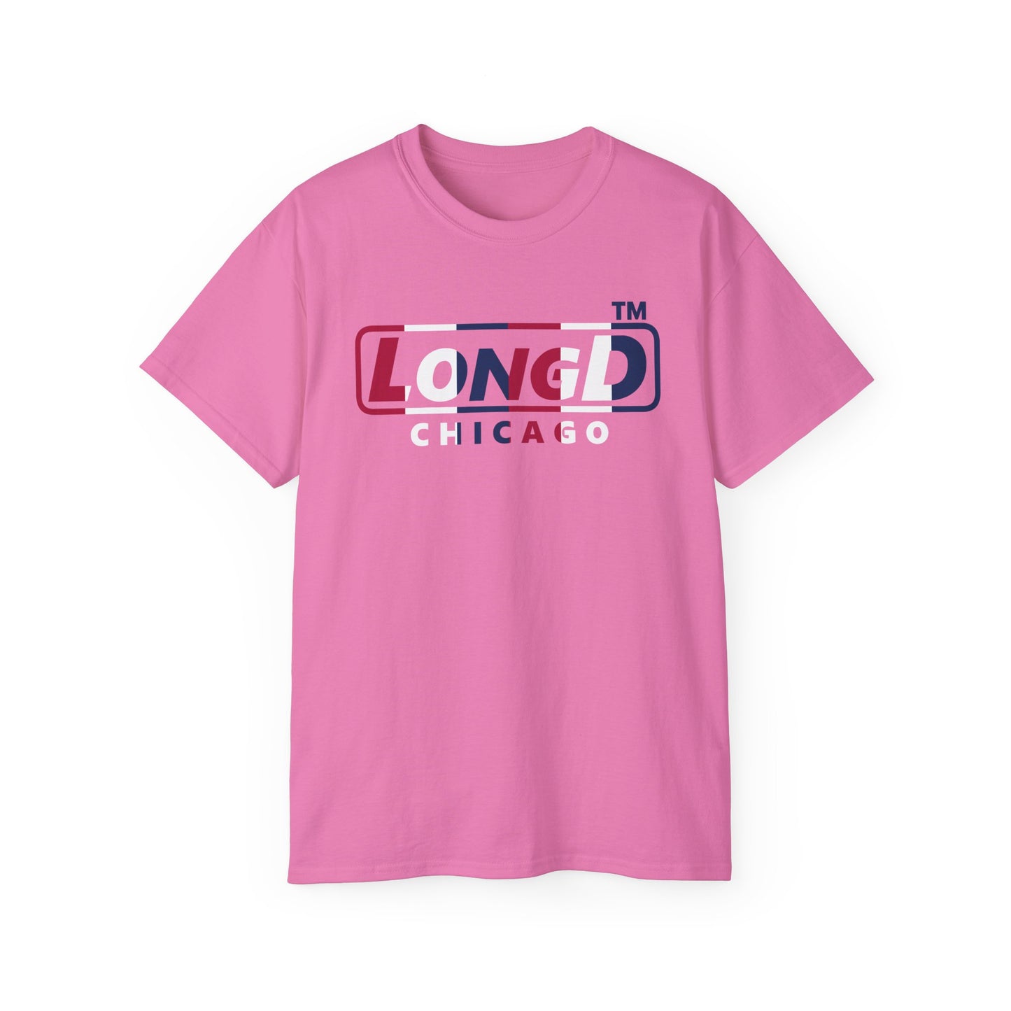 LongD positive vertical 6-striped Chicago logo cotton tee (patriotic colors)