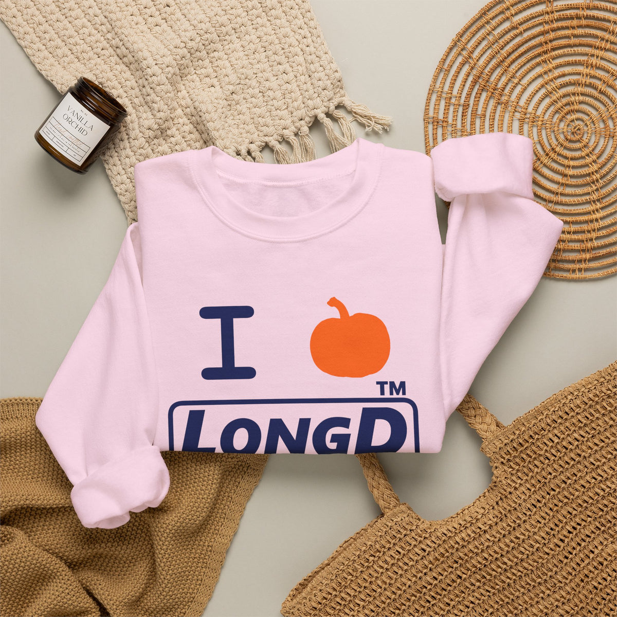I pumpkin LongD Chicago positive basic Navy (002060) front-back logo crewneck sweatshirt