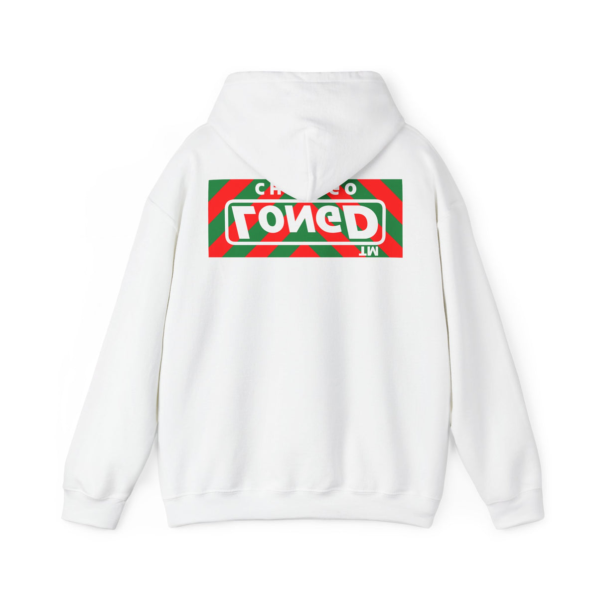 LongD Chicago negative downward chevron front-back logo (Xmas colors) hoodie