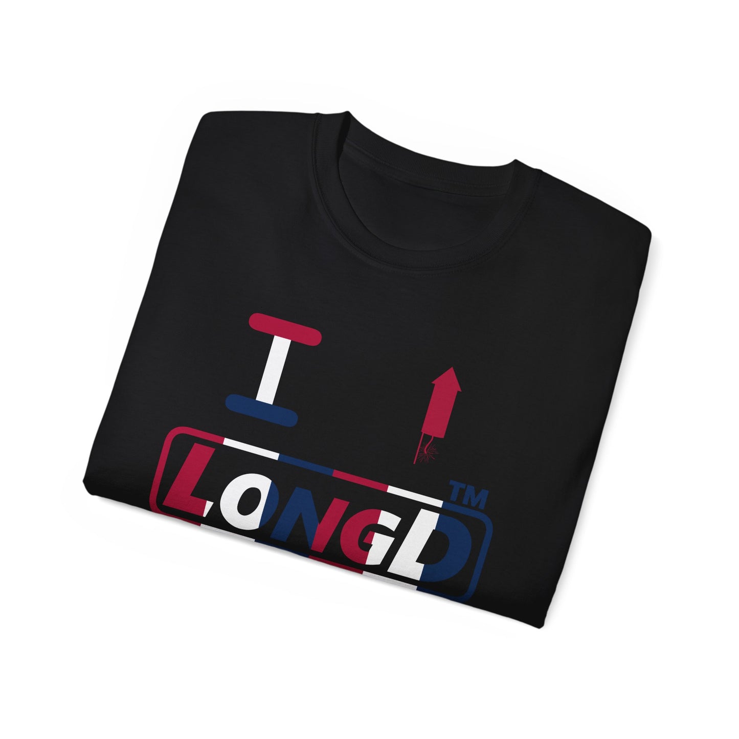 I firecracker LongD positive vertical 6-striped tag-domain logo cotton tee