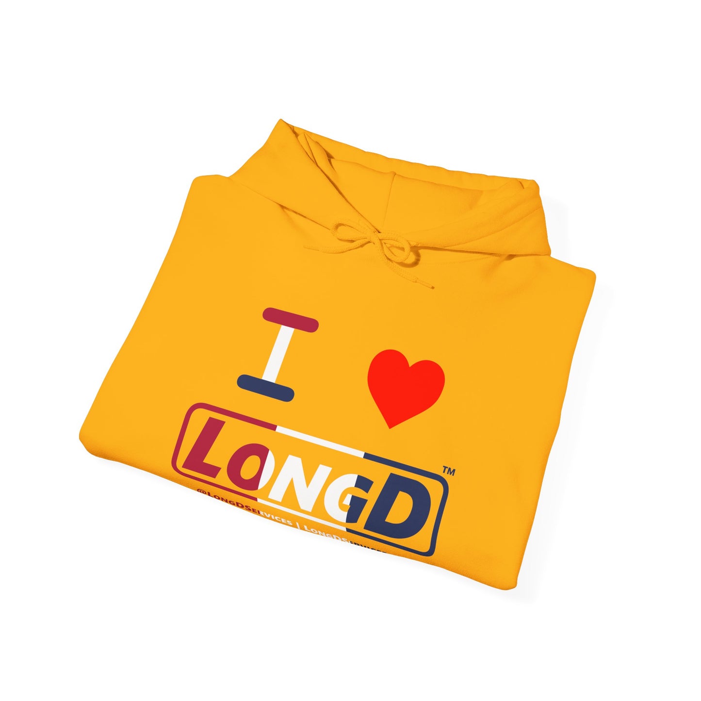 I Luv LongD® Logo Hoodie red, white and blue positive thirds