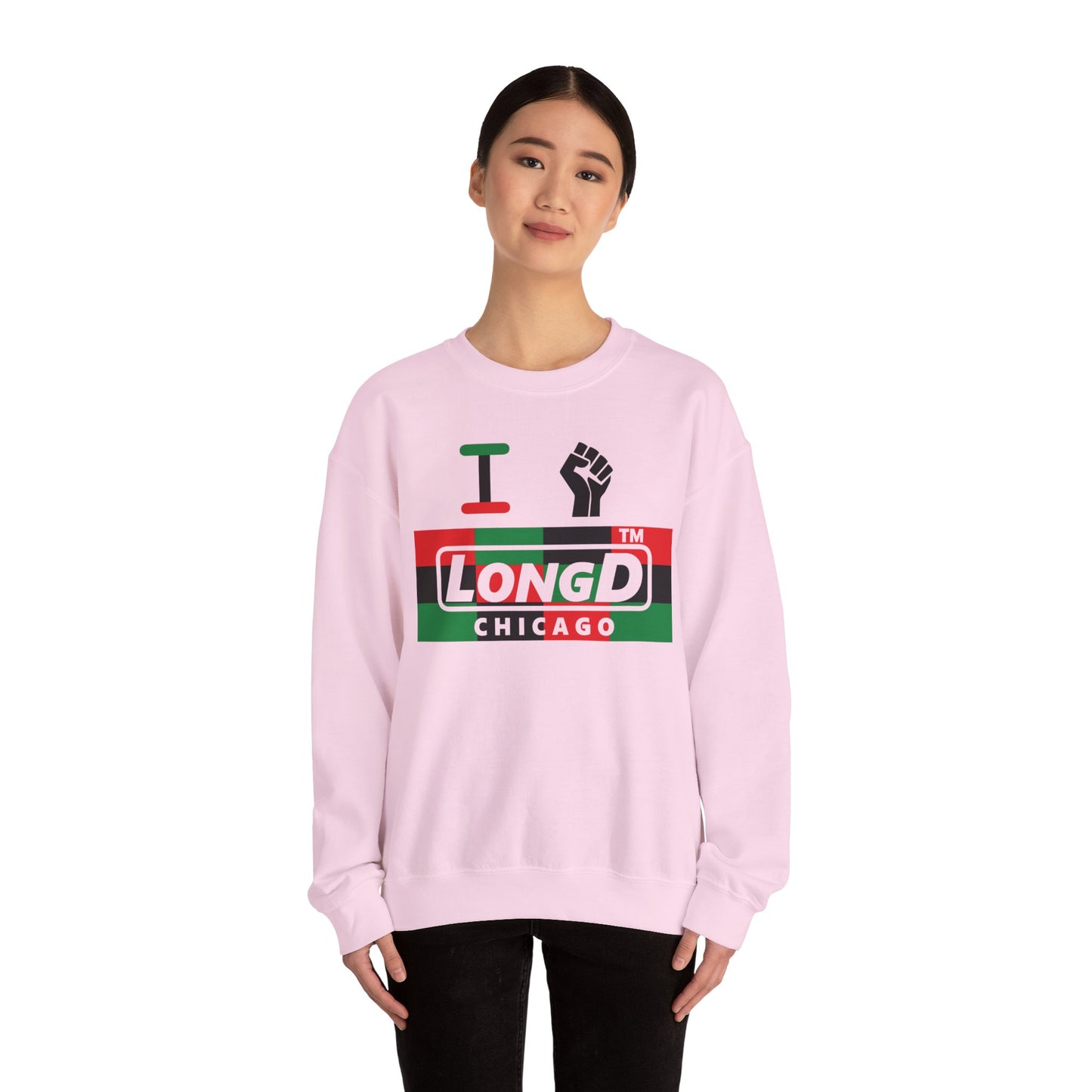 I fist LongD negative 3x4 Chicago logo crewneck sweatshirt