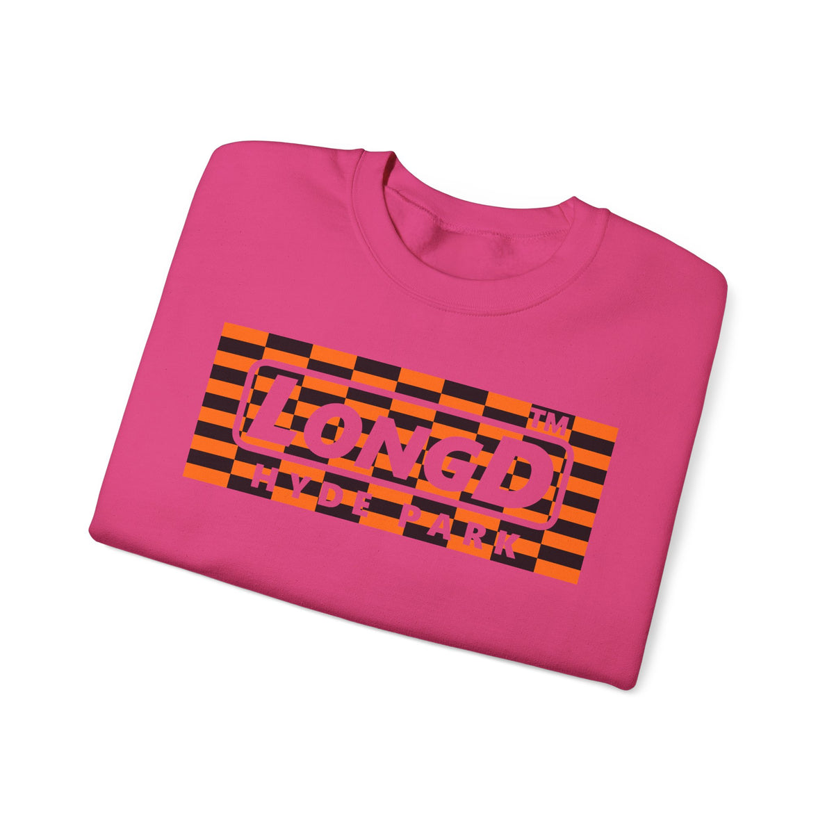 LongD Hyde Park negative tiled logo (Halloween colors) crewneck sweatshirt