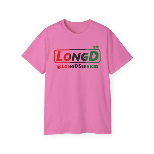 LongD positive vertical 3-striped tag logo cotton tee (Juneteenth colors)