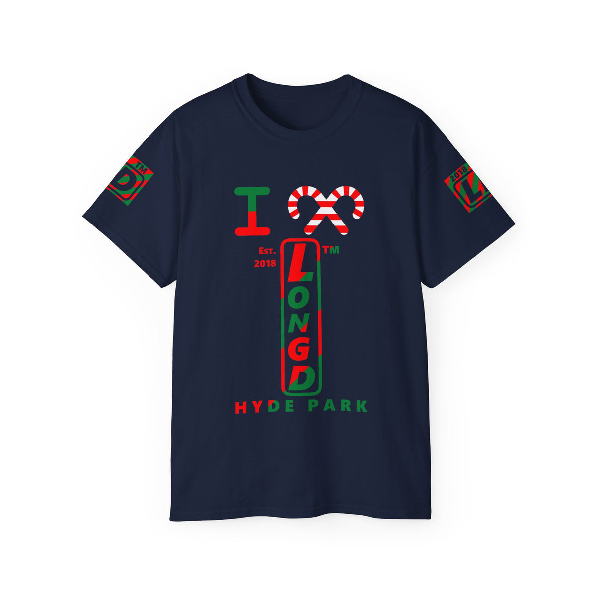 I candy cane LongD Hyde Park positive upright pixel-weighted 4-striped 4-print logo cotton tee