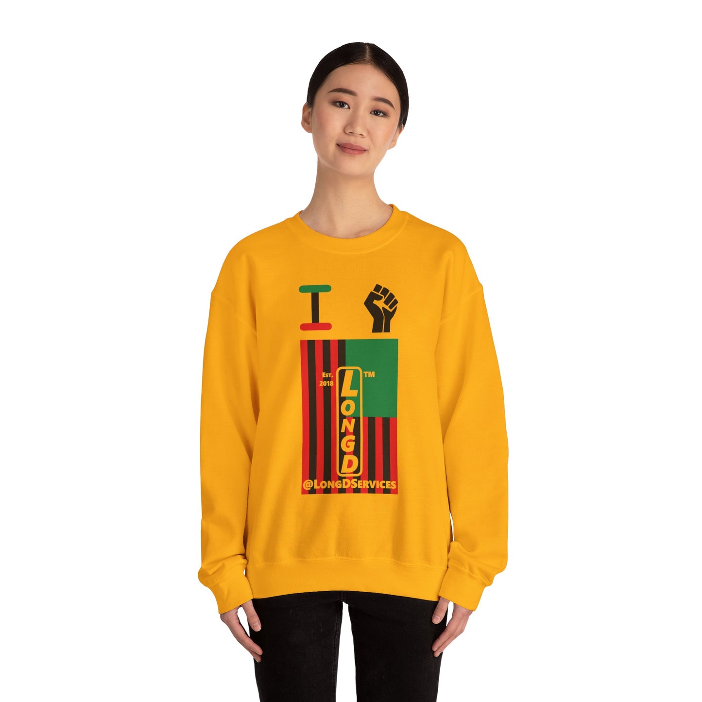 I Fist LongD negative flag tag upright logo crewneck sweatshirt