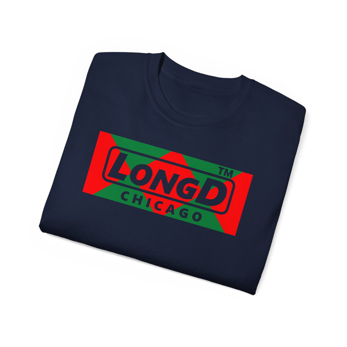 LongD Chicago negative big argyle logo (Xmas colors) cotton tee