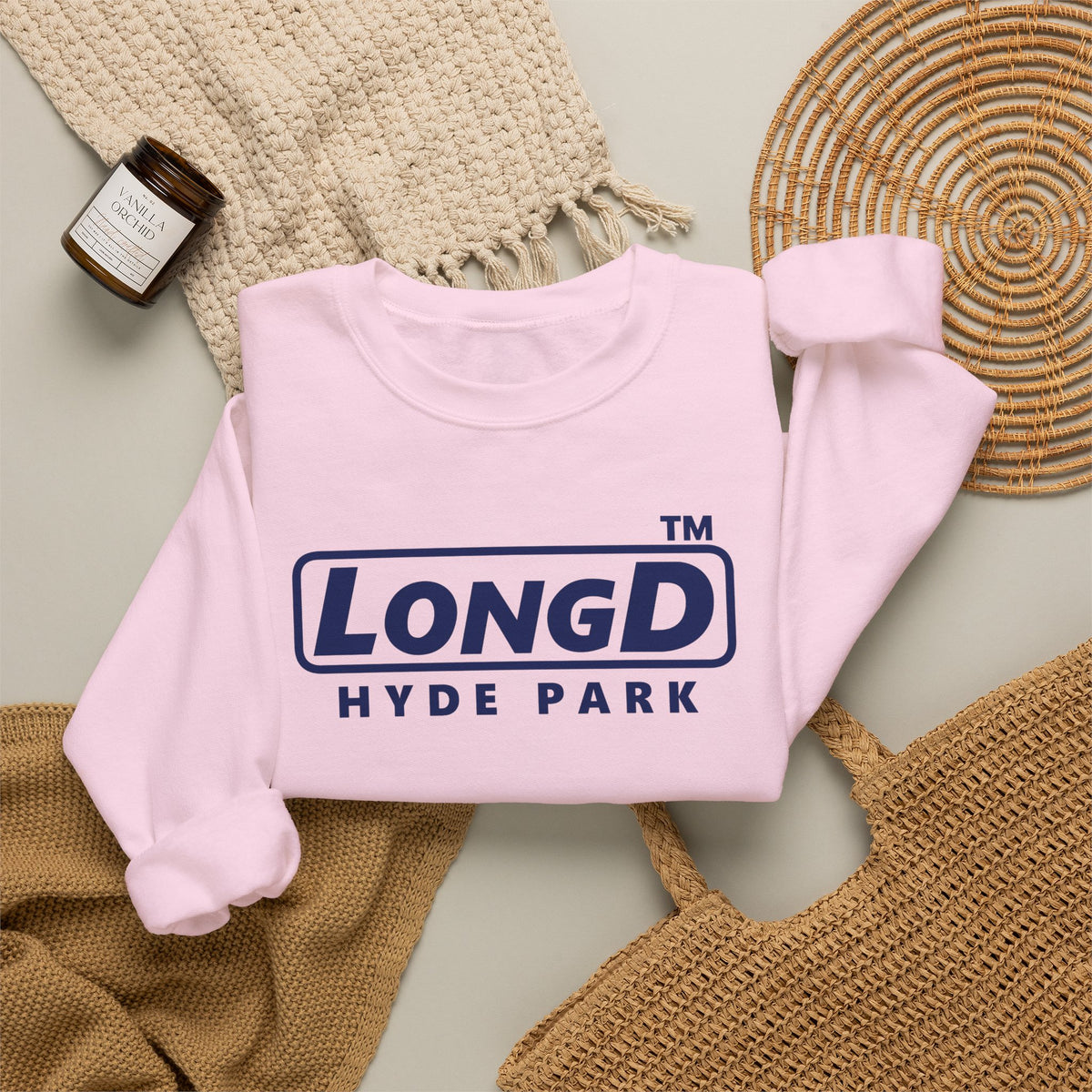 LongD Hyde Park positive basic Navy (002060) logo crewneck sweatshirt