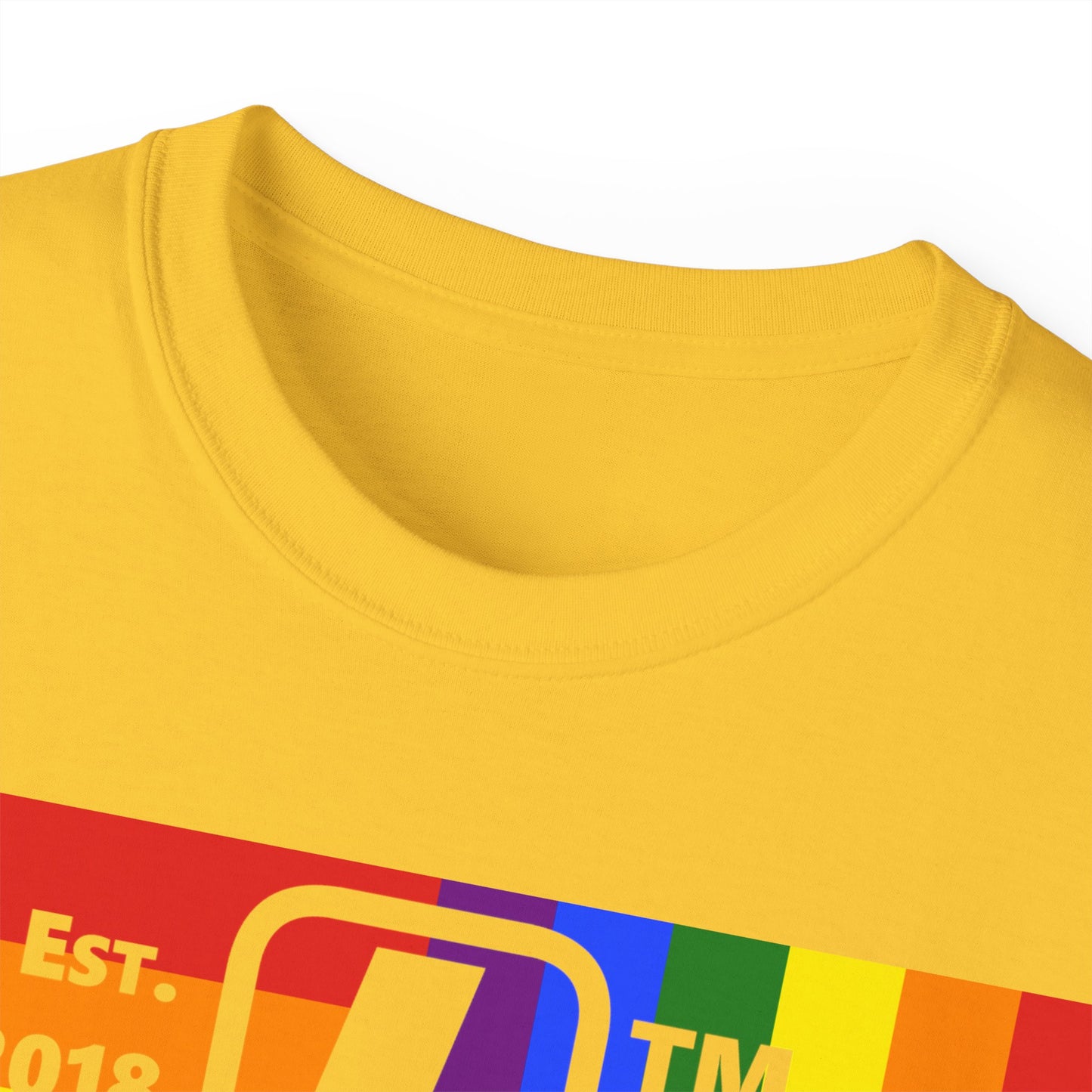 LongD Cotton Tee negative windmill Chicago upright logo (Pride colors)