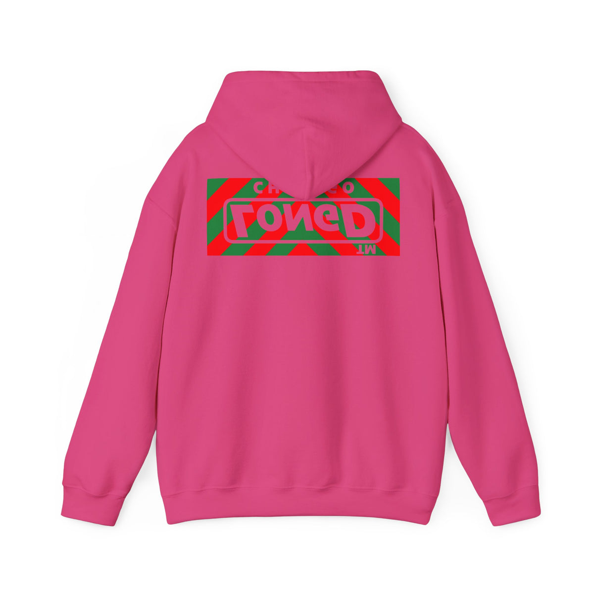 LongD Chicago negative downward chevron front-back logo (Xmas colors) hoodie