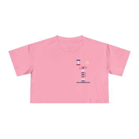 I burst LongD positive horizontal 6-striped upright single-breasted tag logo crop tee