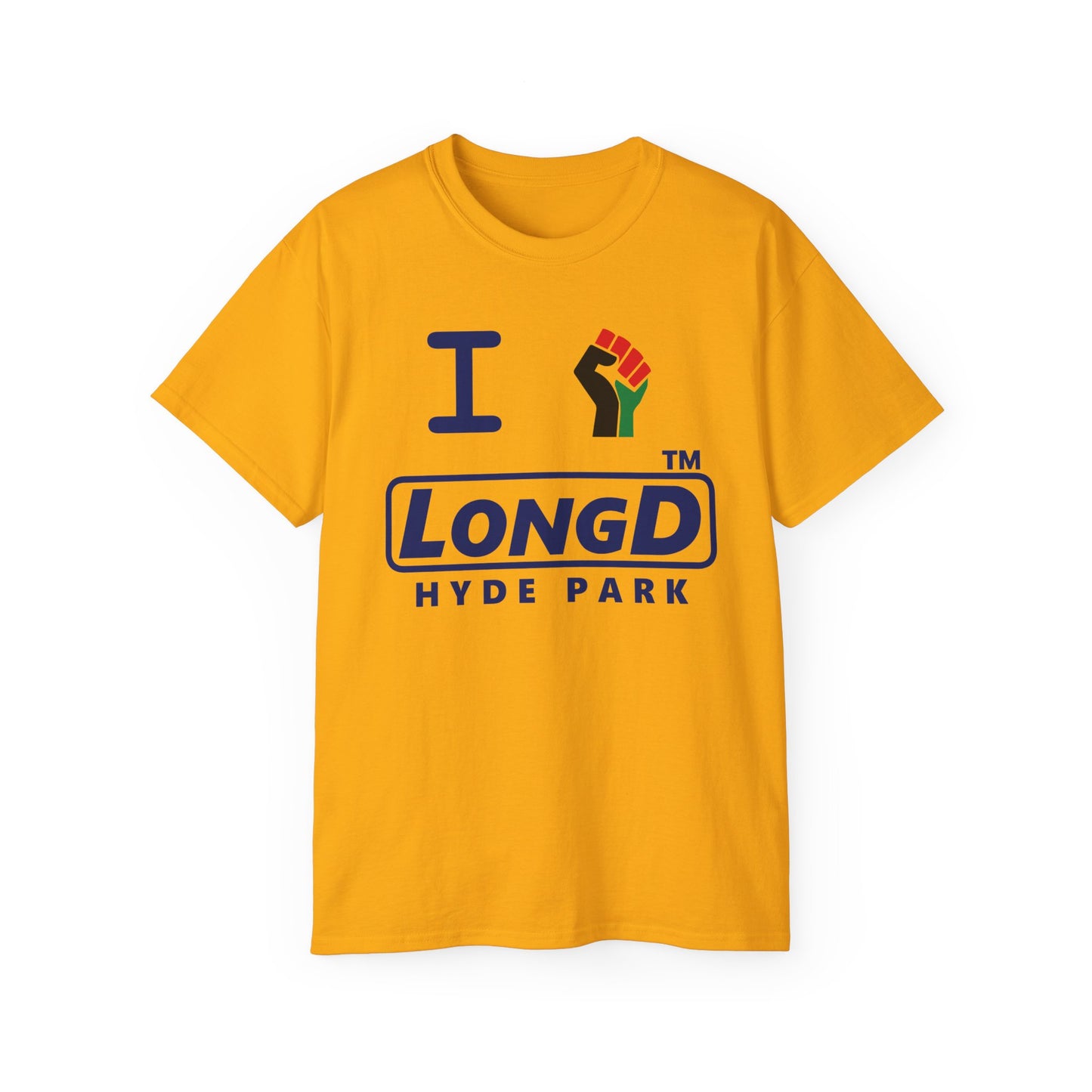 I fist LongD official Hyde Park logo cotton tee with multicolored fist