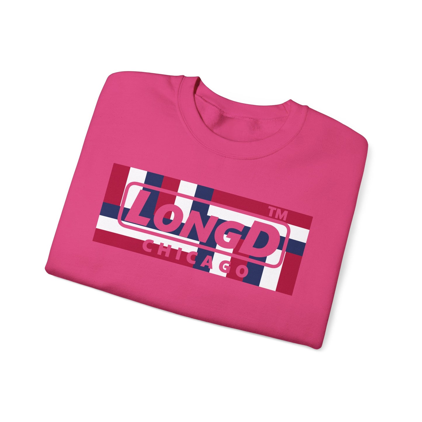 LongD negative modified windmill Chicago logo crewneck sweatshirt (patriotic colors)