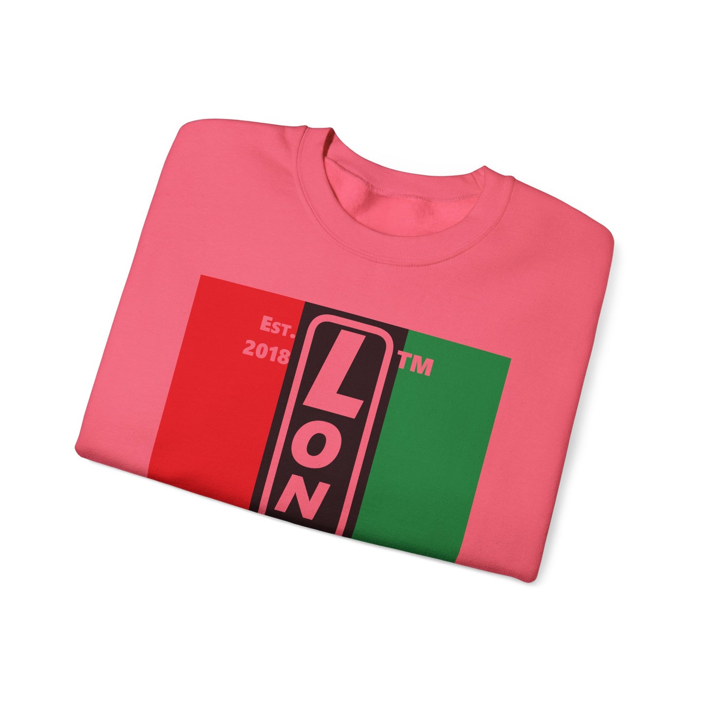 LongD negative vertical 3-striped Chicago upright logo crewneck sweatshirt (Juneteenth colors)