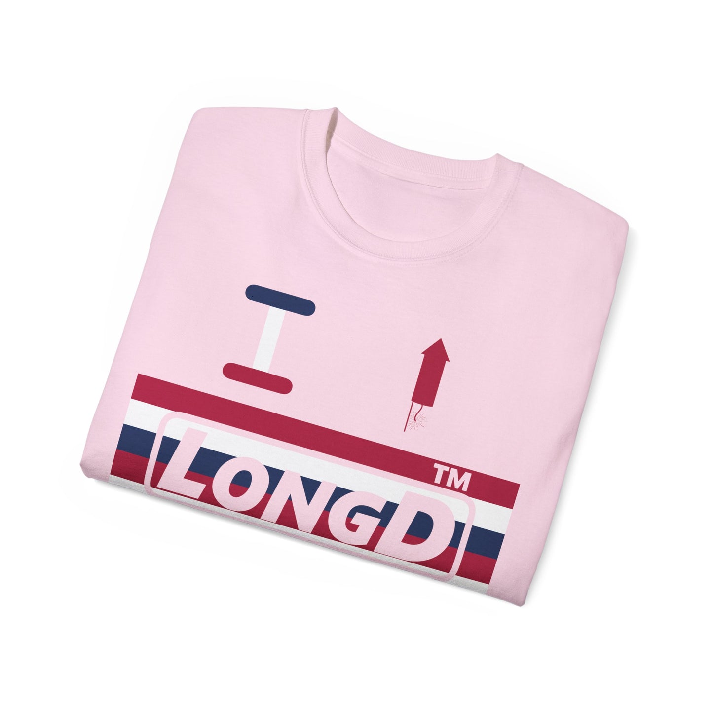 I firecracker LongD negative horizontal 6-striped Hyde Park logo cotton tee
