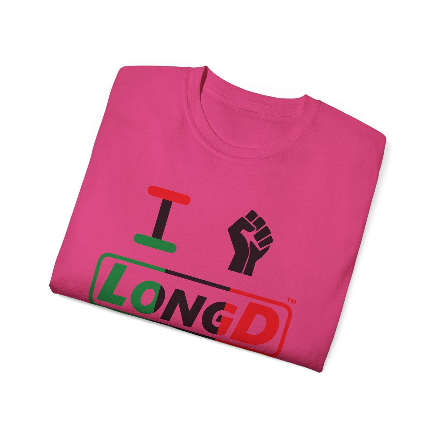 I Fist LongD® Logo Cotton Tee Juneteenth black fist positive thirds text