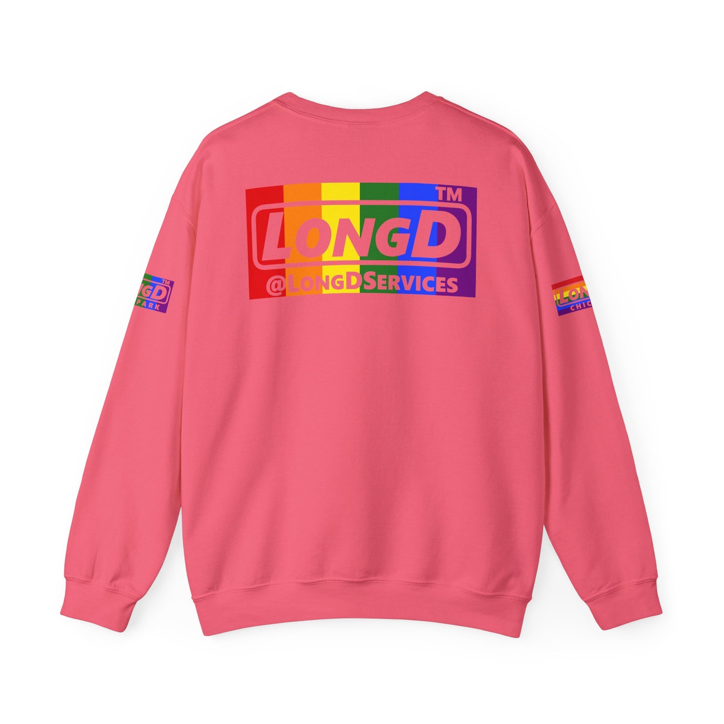 LongD official basic 4-print Chicago logo crewneck sweatshirt with Pride heart