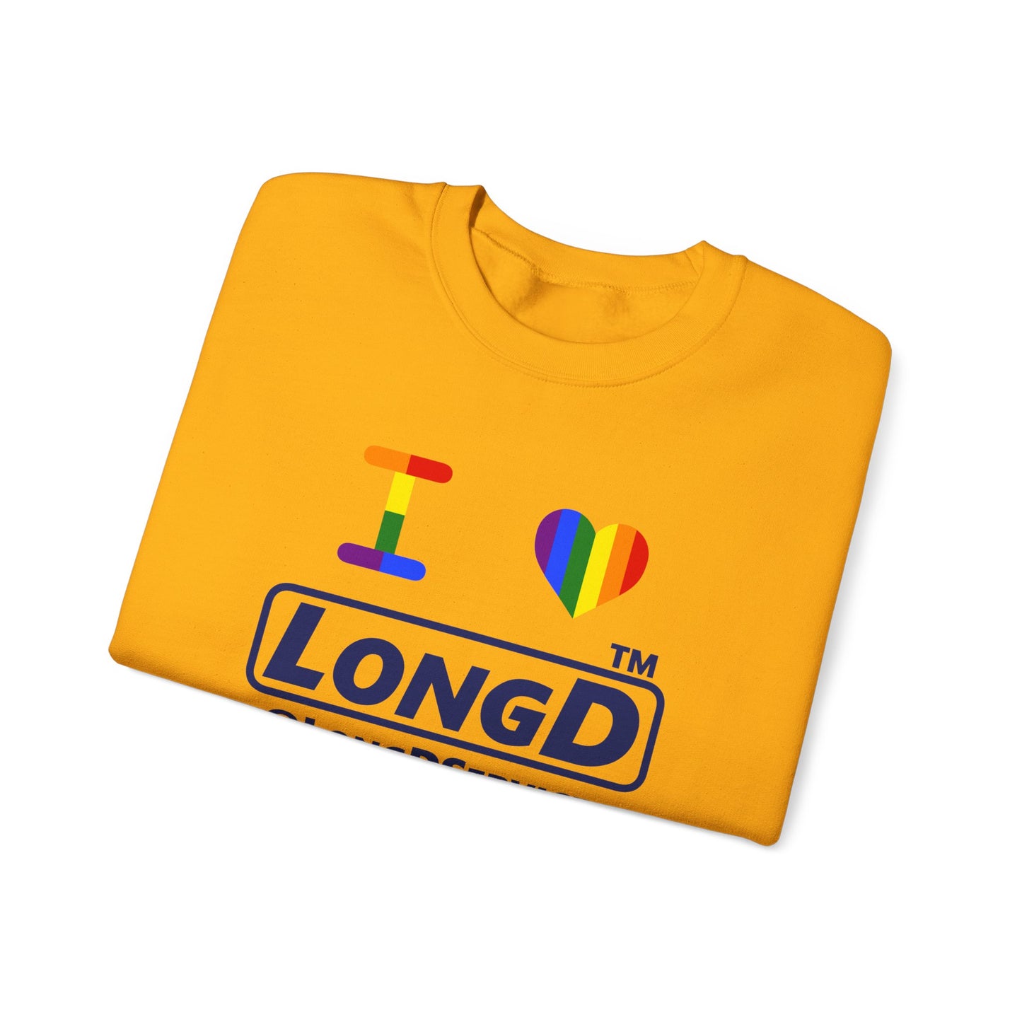 I Luv LongD official basic 4-print tag logo crewneck sweatshirt with Pride heart
