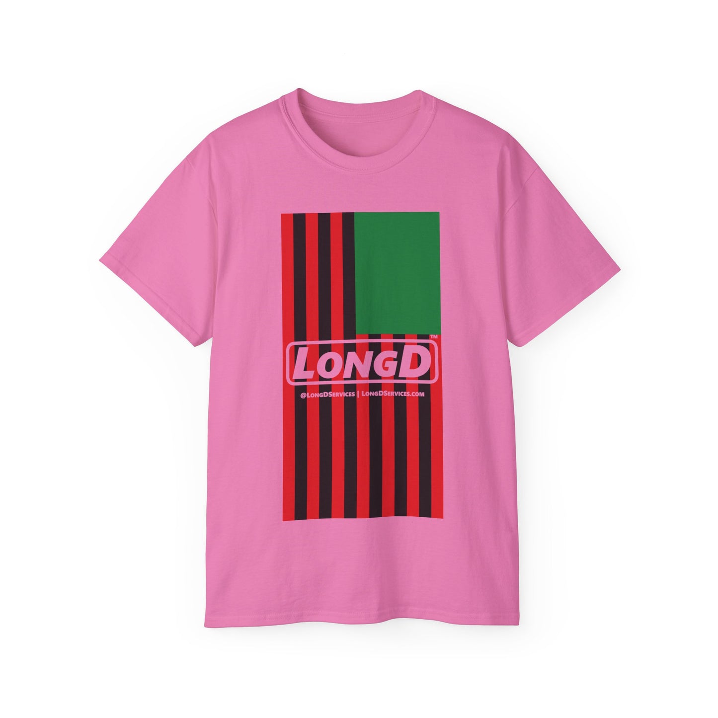 LongD® Logo Cotton Tee Juneteenth vertical African-American flag negative text