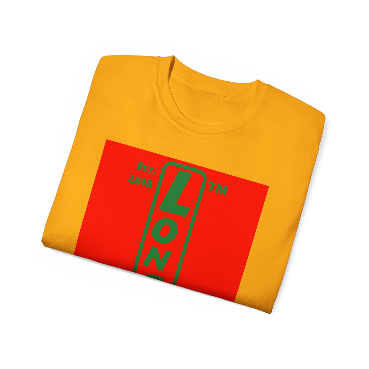 LongD Hyde Park upright logo positive green on negative red (Xmas colors) cotton tee