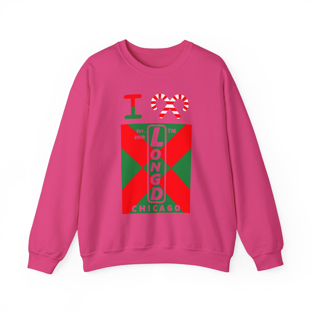I candy cane LongD Chicago negative upright argyle x logo crewneck sweatshirt