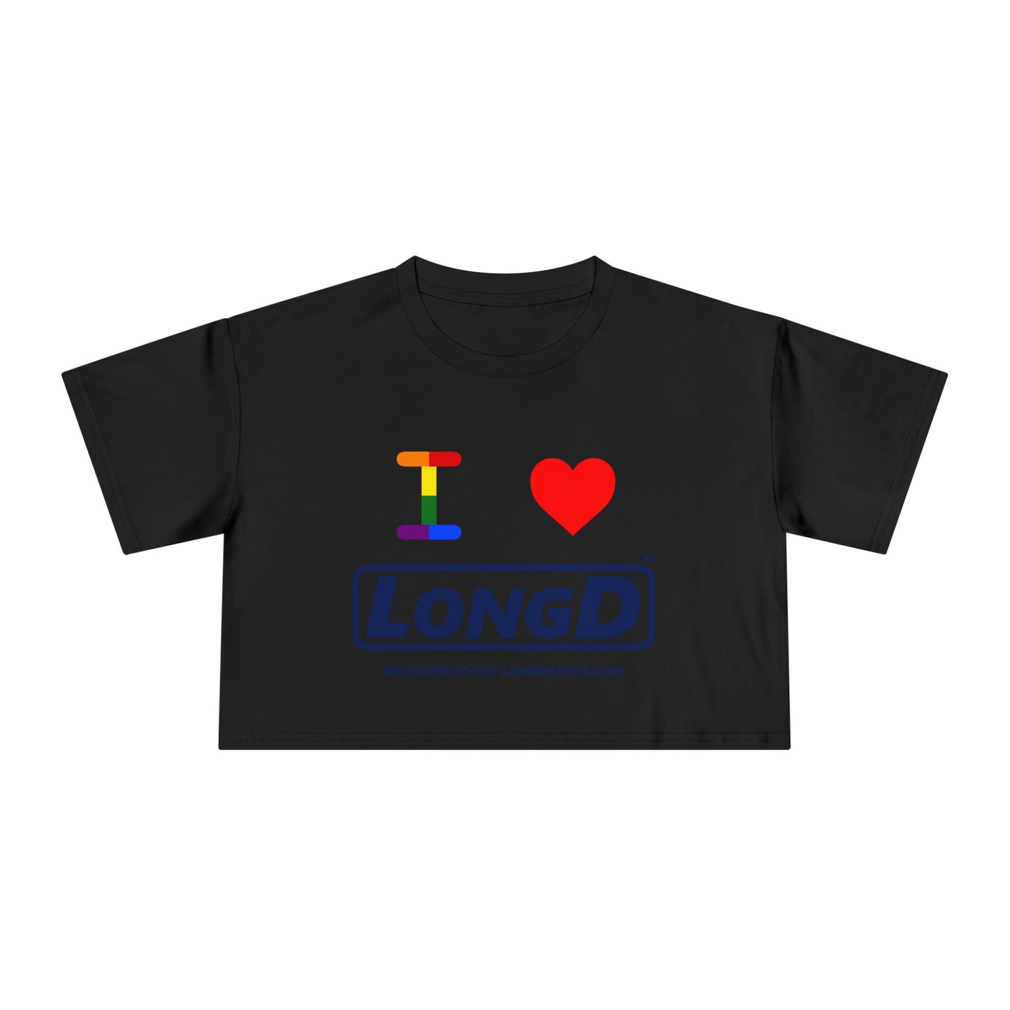 I Luv LongD Logo Women's Crop Tee (Official logo-Pride color rainbow "I")