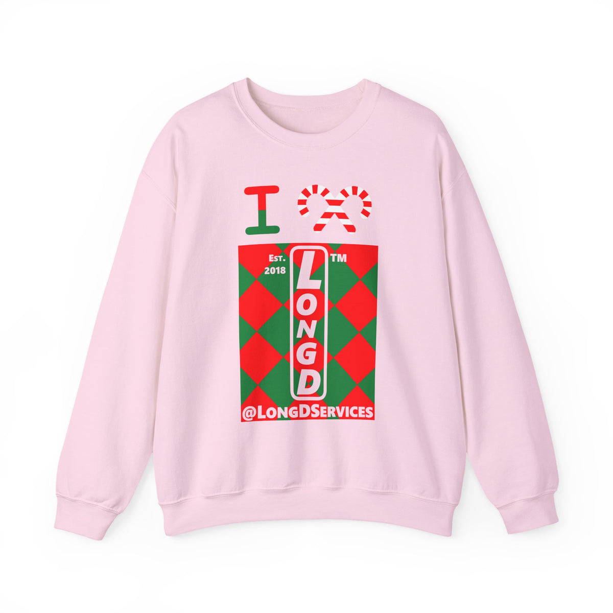 I candy cane LongD Tag negative upright argyle logo crewneck sweatshirt