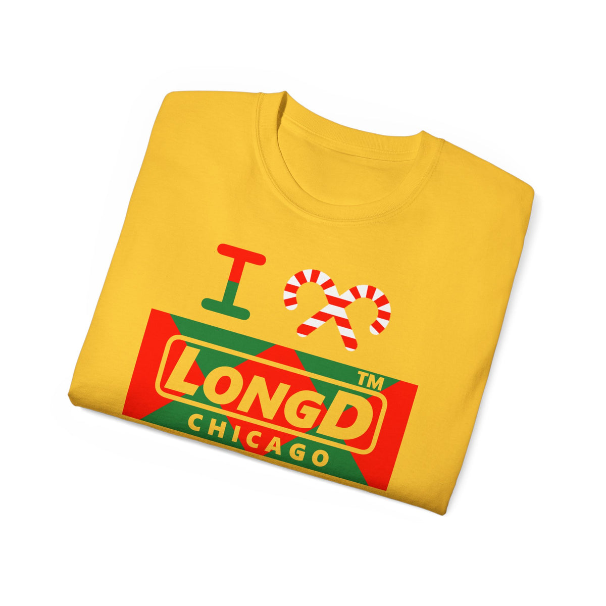 I candy cane LongD Chicago negative big argyle logo cotton tee