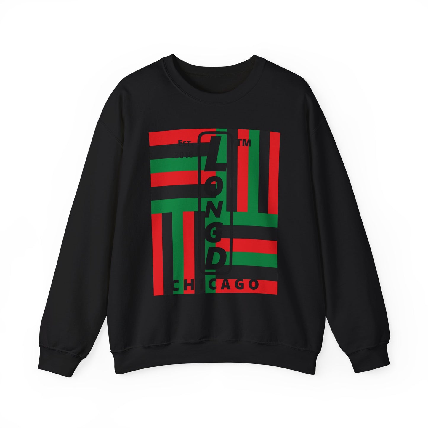 LongD negative windmill Chicago upright logo crewneck sweatshirt (Juneteenth colors)