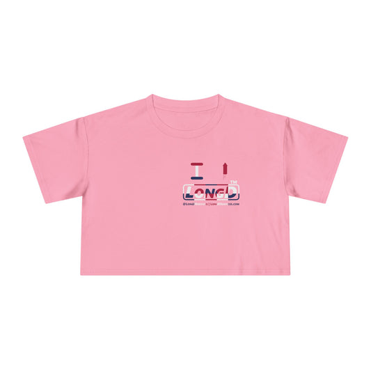 I firecracker LongD positive 2x5 single-breasted front-back tag-domain Logo Crop Tee (Patriotic colors)