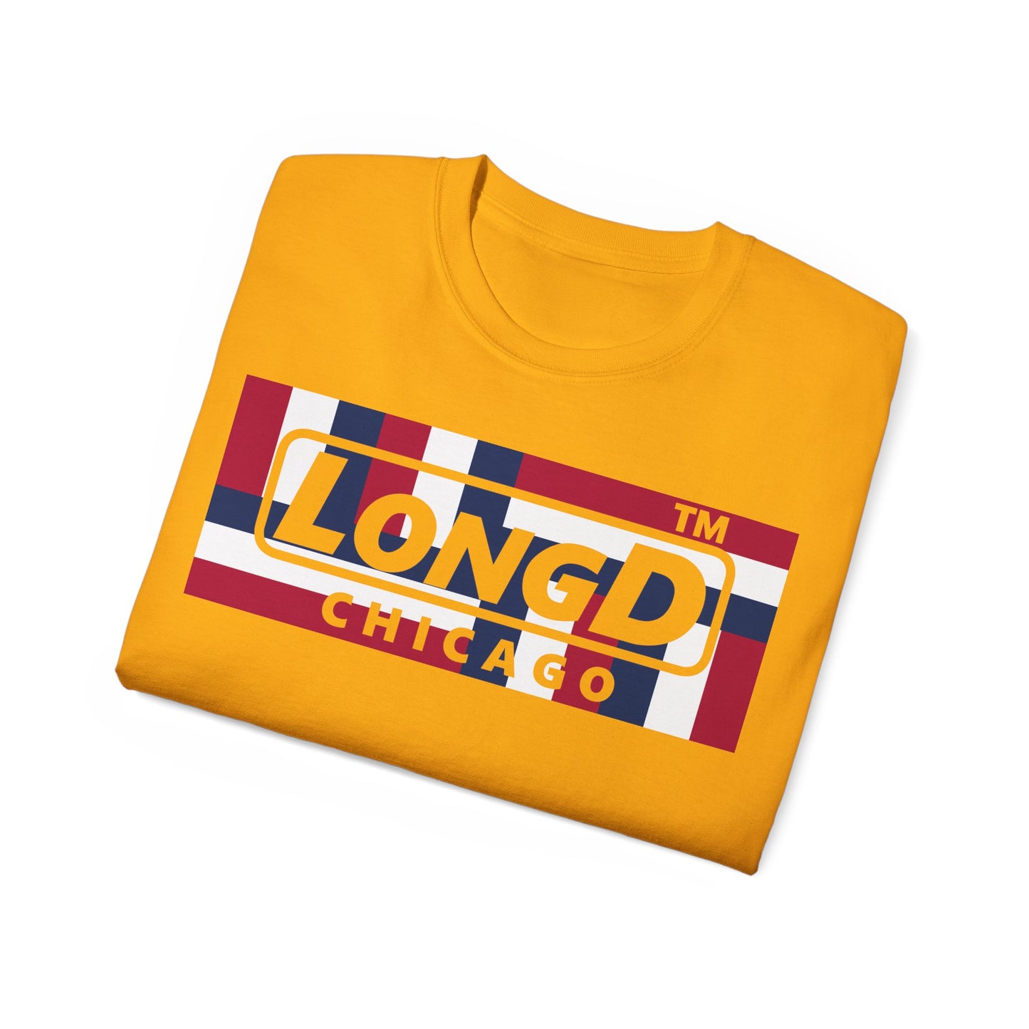 LongD negative modified windmill Chicago logo cotton tee (patriotic colors)