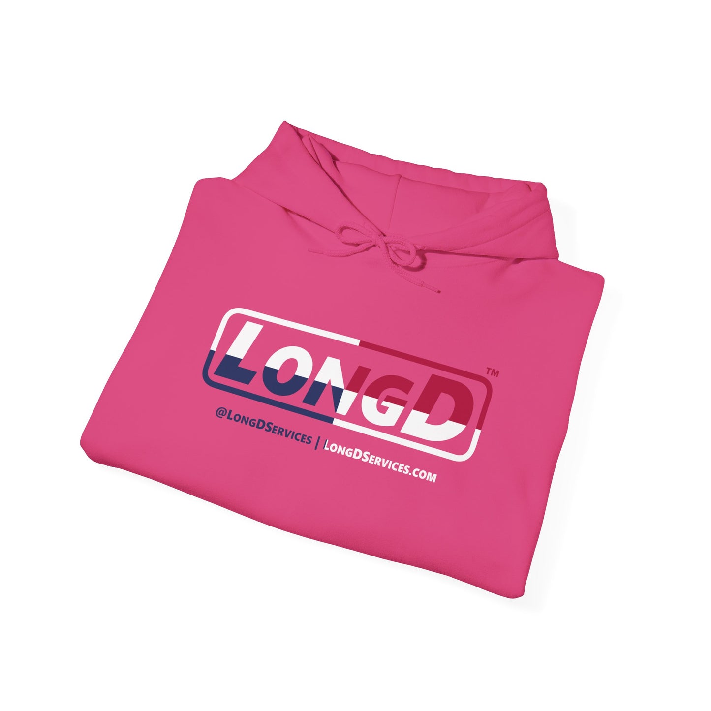 LongD® Logo Hoodie red, white and blue positive quarters