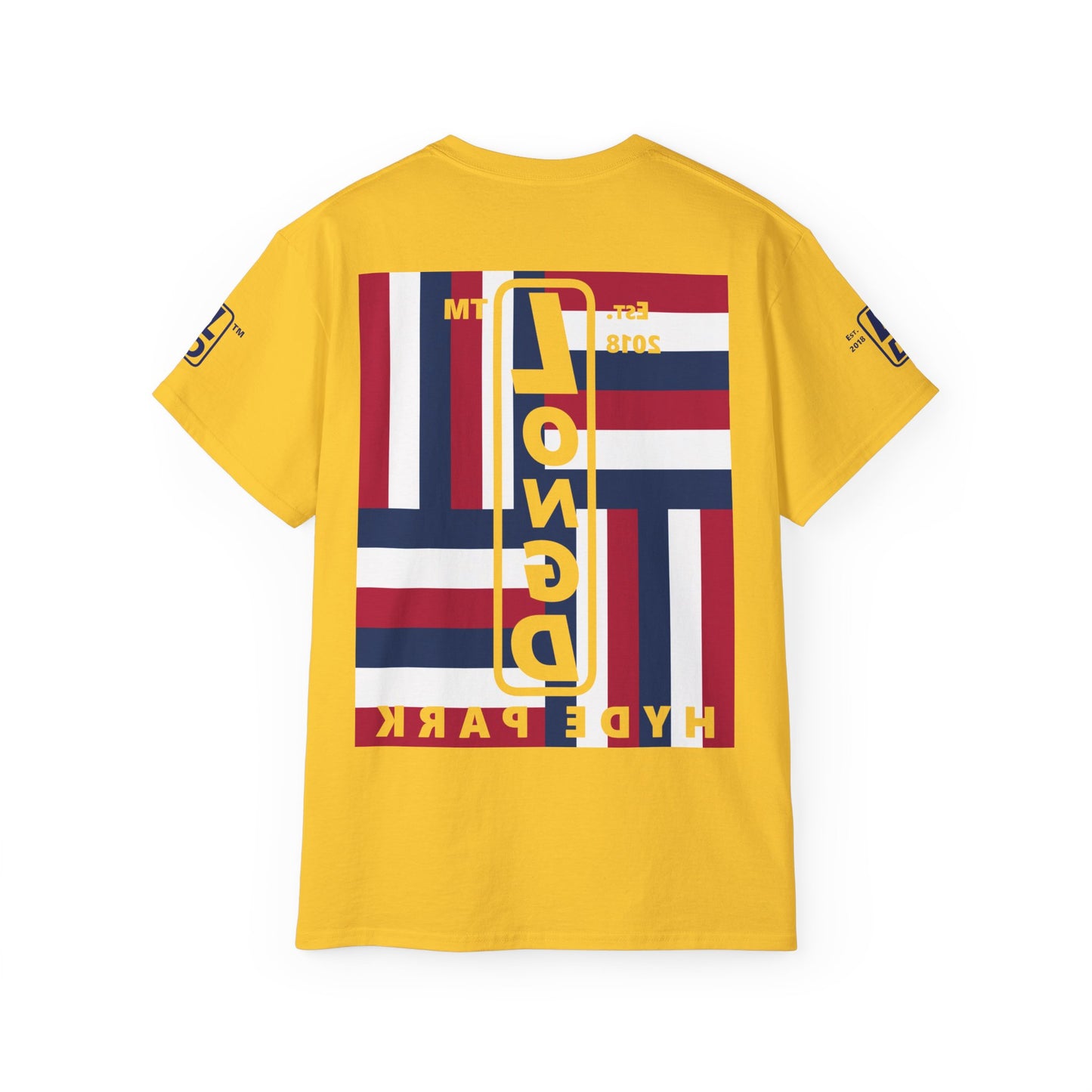 I Burst LongD cotton tee negative windmill 4-print Hyde Park upright logo (Patriotic colors)